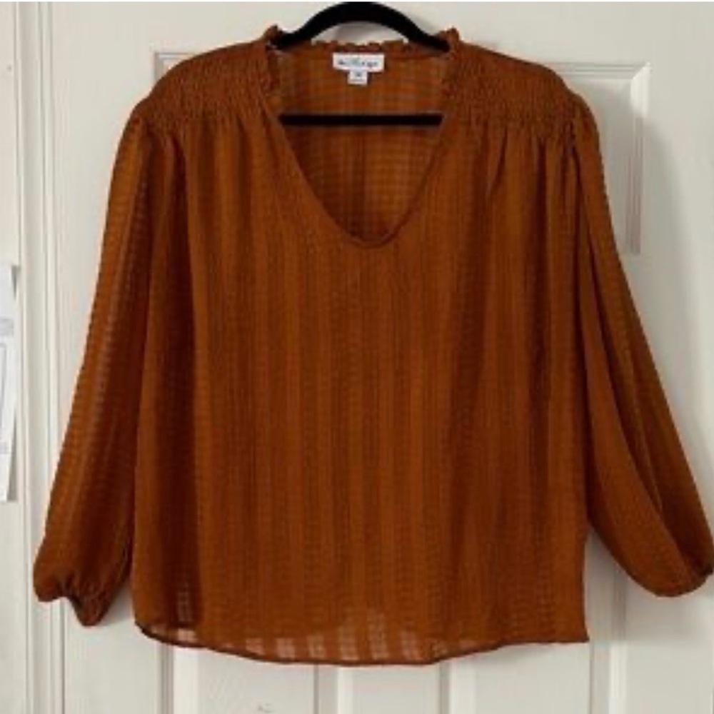 The Line by K V-Neck Blouse in Warm Brown